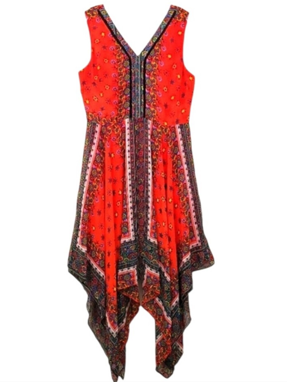 Nwot Nanette Lepore Calypso Red Floral Mini Print Scarf Dress